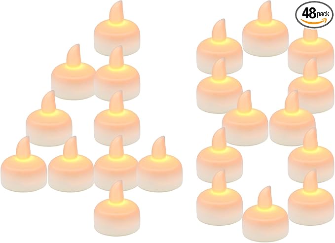 48pcs Warm White Flameless Waterproof LED Floating Tealights Candles for Aquatic Ambiance - Wedding, Party, Spa