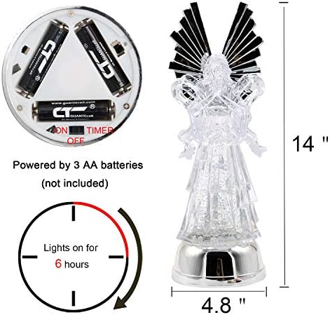 eldnacele 14" angel praying figurine snow globe lantern shown in use
