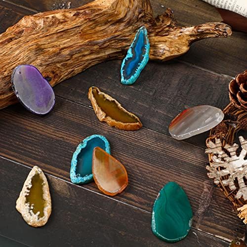 nuenen 50 pcs polished agate slices bulk drilled on a desk or shelf