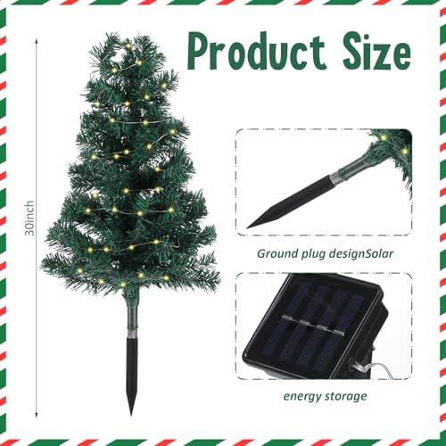 30 inch solar artificial christmas tree for cemetery, close-up detail
