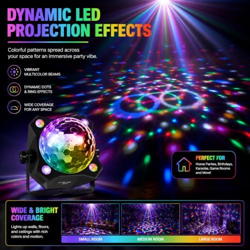 Disco Ball Light with Remote, Sound Activated Strobe and UV Blacklight