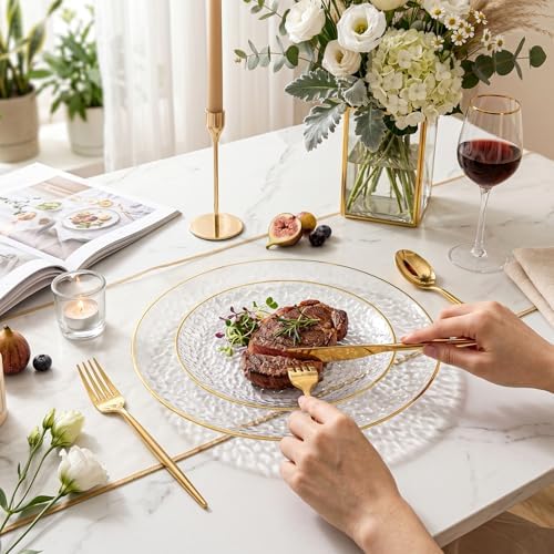 rubtlamp 60pcs clear plastic plates,clear disposable plates with, view 9
