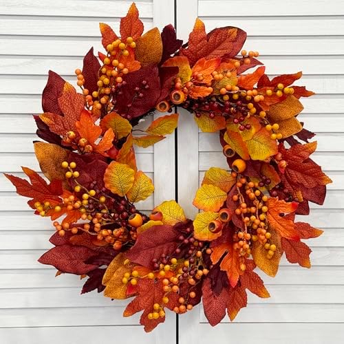 tokcare 24 inch fall wreaths for front door, main product view