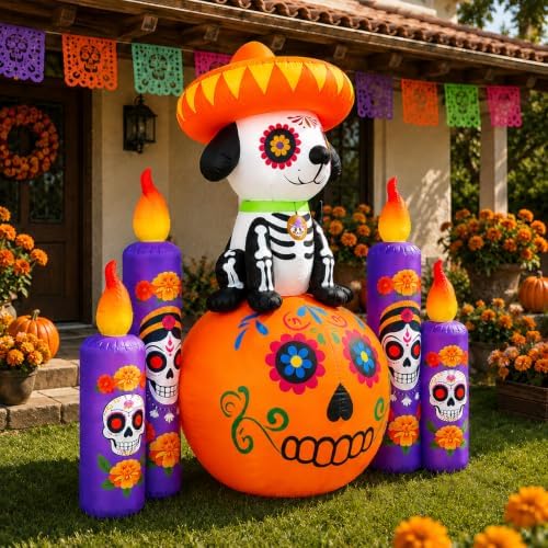 6 ft halloween decorations outdoor inflatable dog with, front angle view