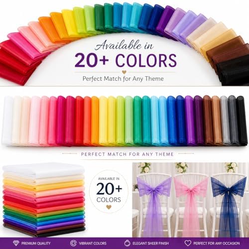 New Organza Chair Bow/Sash Décor for Wedding Reception Events Banquets Bows Decoration Sashes - (25, Champagne new)
