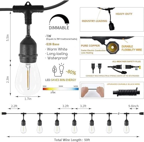 svater outdoor string lights 105 ft outside waterproof, package contents