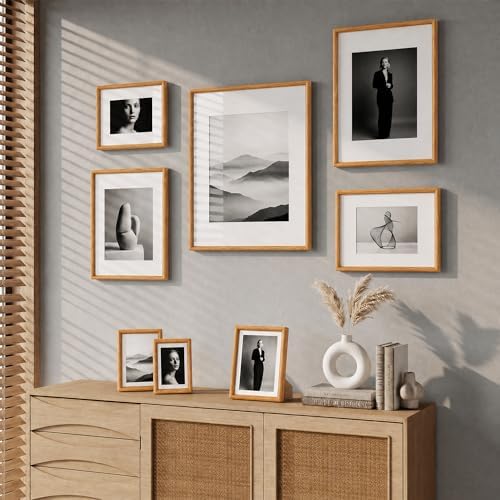 flyjoe 11x14 picture frame, solid teak wood frame, close-up detail