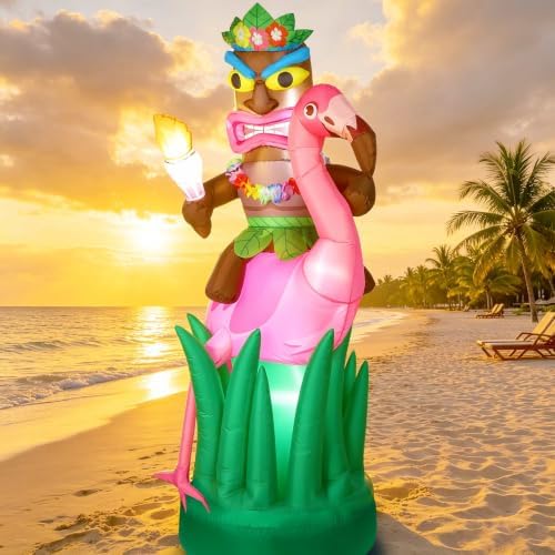 6 ft inflatable tiki flamingo decor hawaiian tiki, main product view