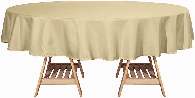 Efavormart Round Tablecloth, 90 Inch Stain & Wrinkle Resistant Washable Table Cloth, Decorative Polyester Fabric Table Cover for Banquet, Wedding, Dining- Champagne