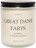 Great Dane Gifts, Great Dane Decor, Dog Farts Candle, Dog Mom Gifts for Women - Lavender & Eucalyptus, Crafted by Natural Soy Wax & Natural Essential Oils, 7OZ