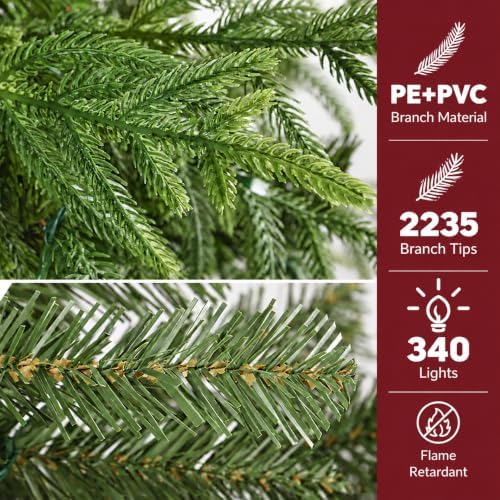 alupssuc 7ft prelit artificial full hinged christmas tree, side view