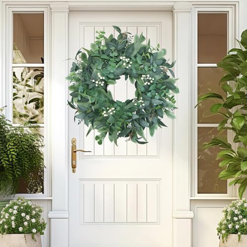 24"-26“ green eucalyptus wreaths for front door with, package contents