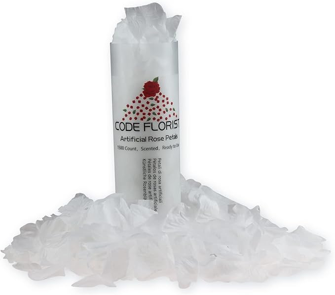 CODE FLORIST 1500 PCS White Silk Rose Petals for Valentine's Day,Romantic Night,Wedding,Proposal Anniversary Flower Decorations(Separated,Scented)