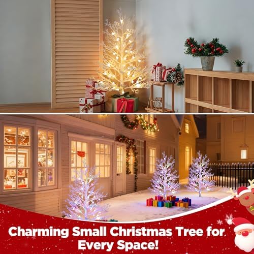 brightever 3ft artificial small christmas tree with lights, close-up detail