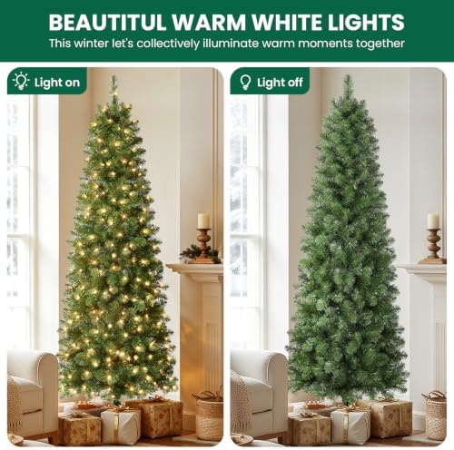 shareconn prelit artificial pencil christmas tree 6ft &, close-up detail