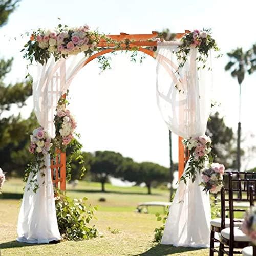 vingli 85in wooden arbor garden arch, wedding arch shown in use