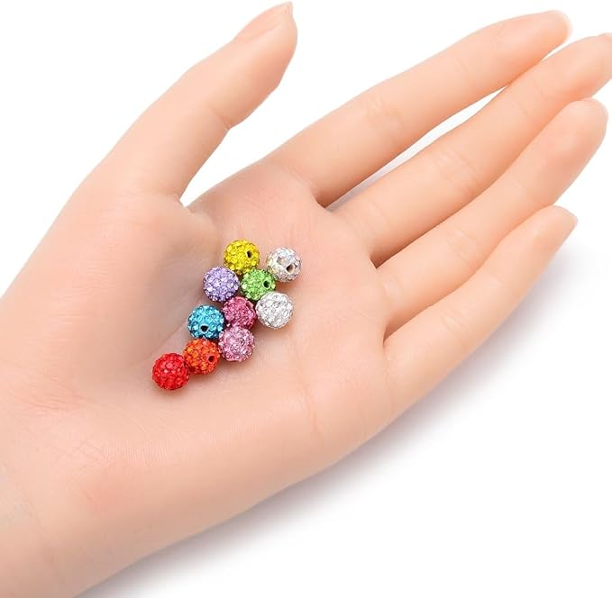 50pcs Adabele Grade A Suncatcher Crystal Rhinestone Pave Loose Beads 8mm Sun Orange Polymer Clay Disco Ball Spacers Compatible with Shamballa All Craft Jewelry Making DB8-12