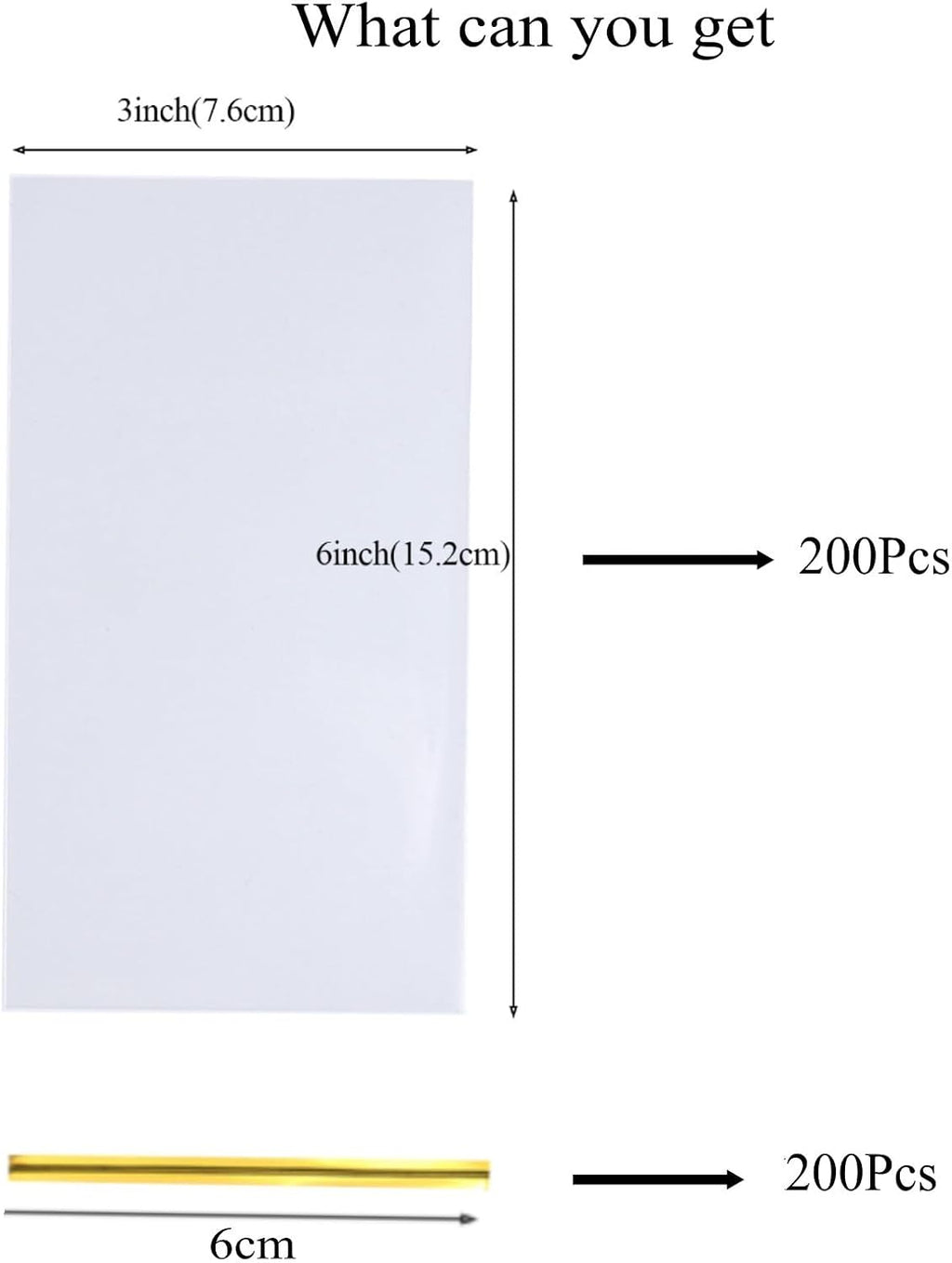 TEMLQPACK 200Pack 3x6Inches Clear Cellophane Bags with Ties - Oreo, Macaron, Soap, Rice Krispie Treat, Chocolate Truffle Gift Treat Bags for Bakery, Candy, Party Favor