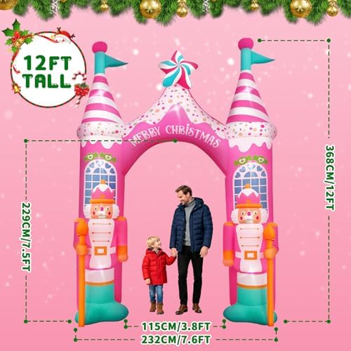 evoio 12 ft giant christmas archway inflatables nutcracker showing dimensions