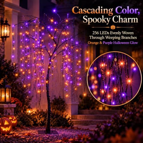 7 ft halloween lighted willow tree 256 led, package contents
