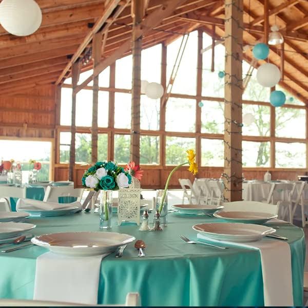BLOSMON Flower Ball Centerpieces for Wedding: 10 Pcs Teal White Fake Roses Flowers Artificial for Table - Silk Kissing Bouquet Floral Arrangement Center for Home Party Event Decor