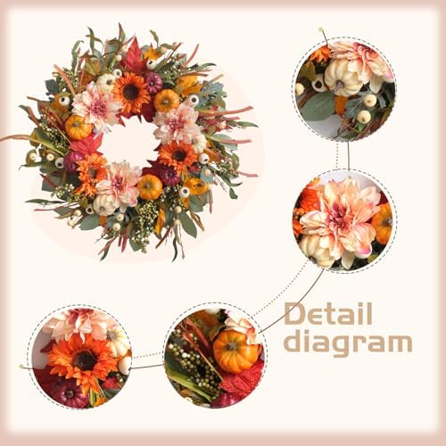 24 inch fall wreaths for front door artificial shown in use