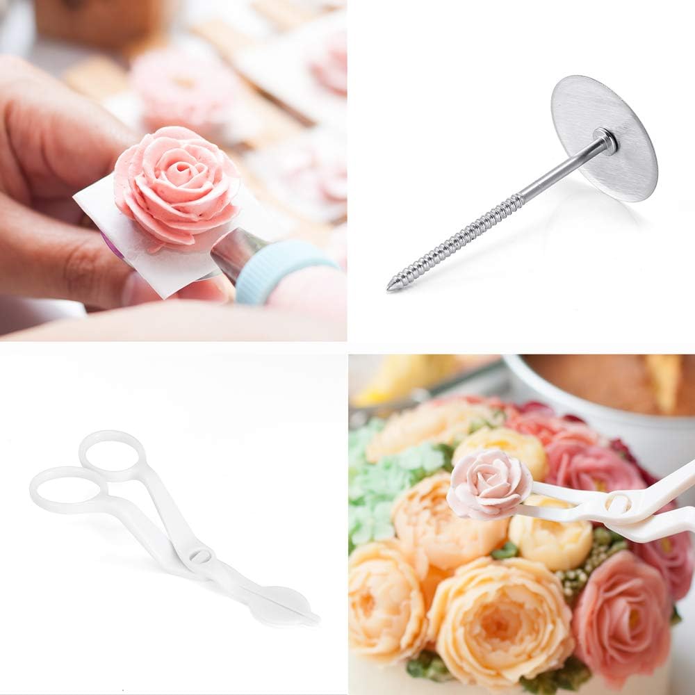 Kasmoire 70 Pcs Cake&Cupcake Decorating Supplies Tips kit-48 Numbered Piping Tips & 6 Reusable Pastry bag with Pattern Chart - Flower Nail, Icing Spatula,Cleaning Brush, 6 Couplers & Icing Bag Ties