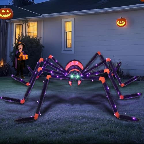 hoyechi halloween decorations giant spider 6.8ft - big, front angle view