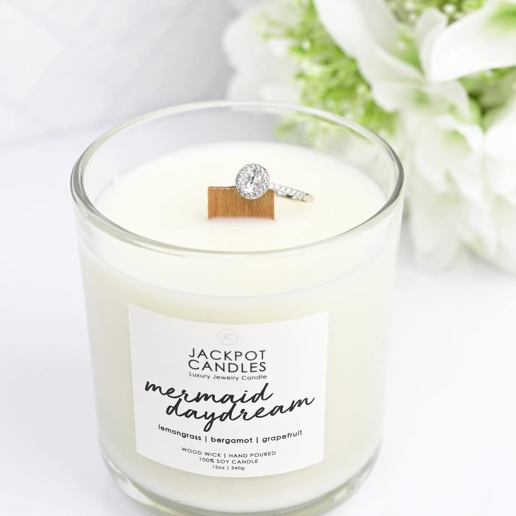 Mermaid Day Dream Candle with Ring Inside (Surprise Jewelry Valued at $15 to $5,000) Ring Size 7