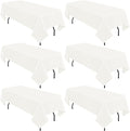6 Pack Ivory Tablecloths for 8ft Rectangle Tables 60 x 126 Inch - Polyester Table Cover Stain and Wrinkle Resistant Washable Fabric Table Clothes for Wedding Party Banquet Reception Restaurant