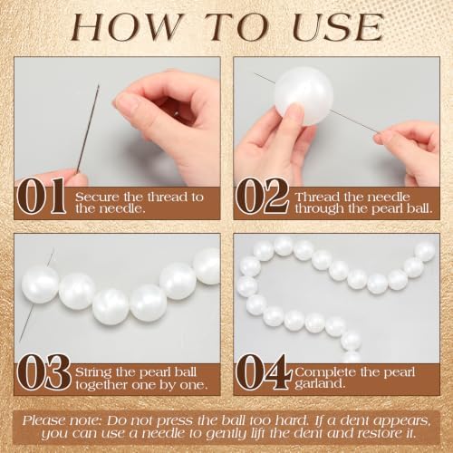 quick link pearl ball garland with 16.4ft pearl, close-up detail