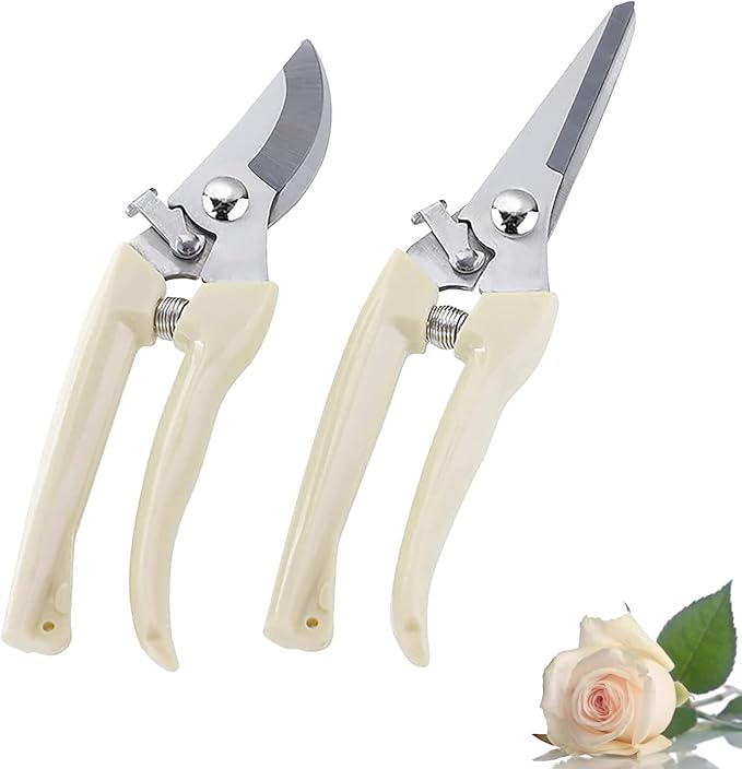 Leize Flower Scissors Set, 2 Pack Premium Thickened Stainless Steel Floral Shears, Strong Pruner for Flowers, Branches and Leaves, Upgrade