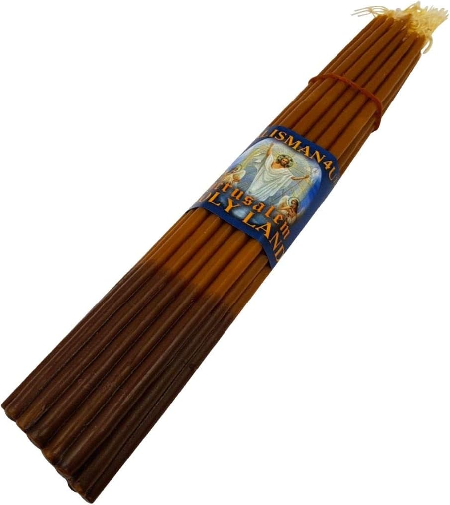TALISMAN4U 33 Beeswax Taper Candles Jerusalem Church Candles 11 inch | Blessed Holy Land Candles for Prayer, Cotton Wicks, Christian Worship, 75 Min Burn, Handmade Religious Gift