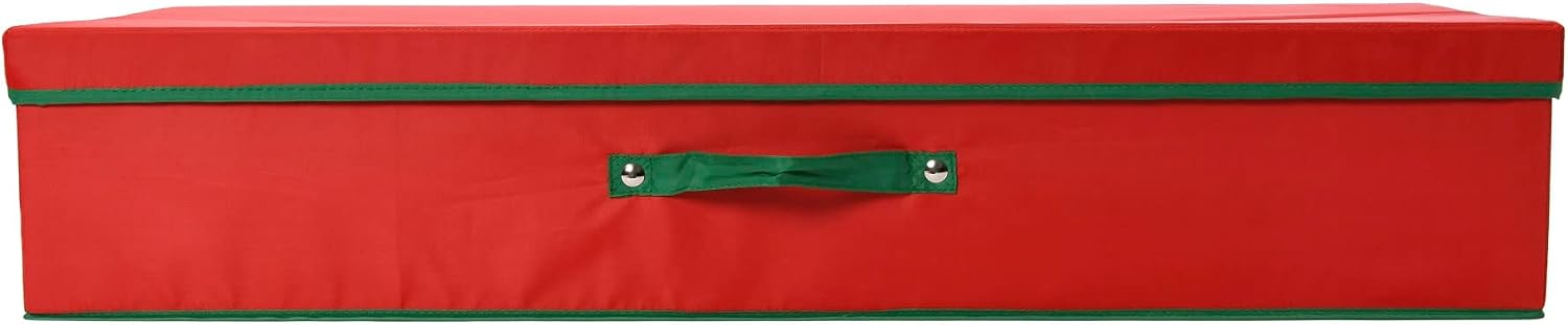 Household Essentials Holiday Gift Wrap Organizer with Lid, Red and Green