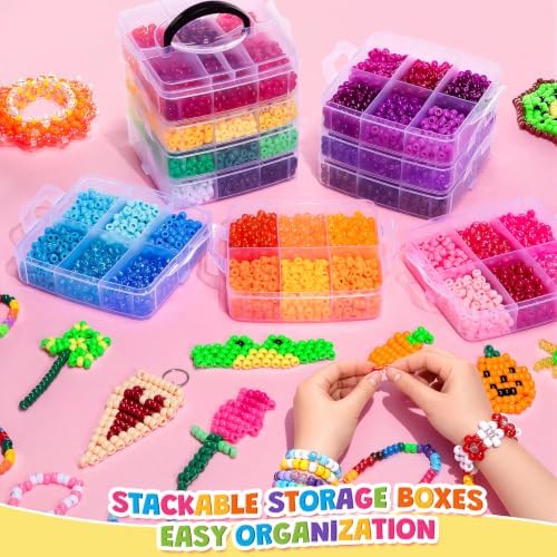 umikk 10000pcs pony beads bulk, 60 colors kandi, close-up detail