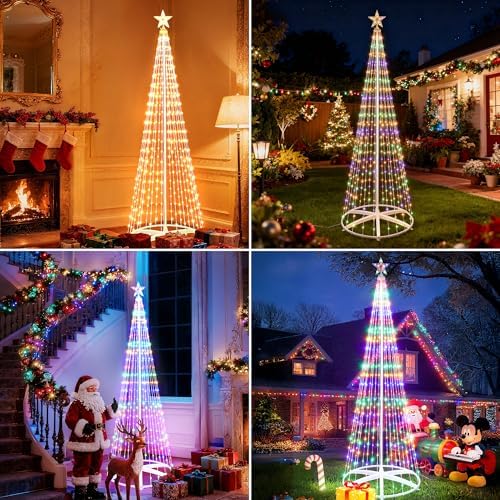 ibaycon outdoor christmas tree, 6.9ft 298 led color showing dimensions