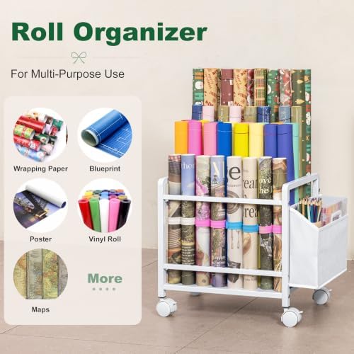 aquzee wrapping paper storage, blueprint holder, 6 adjustable, front angle view