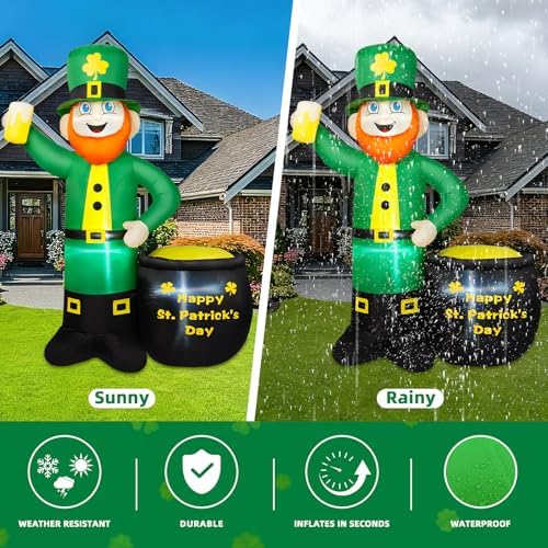 6ft st patricks day inflatables outdoor decorations, leprechaun, package contents