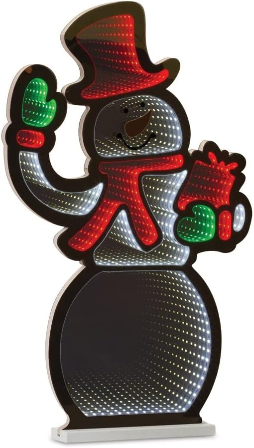 melrose 86032 snowman with present infinity light, 29.5-inch, main product view
