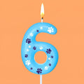 Threlaco Blue Dog Paw Birthday Number Candles Dog Paw Numeral Cake Topper Decorations for Kids Boy Girl Blue Birthday Decoration Party Supplies(Number 6)
