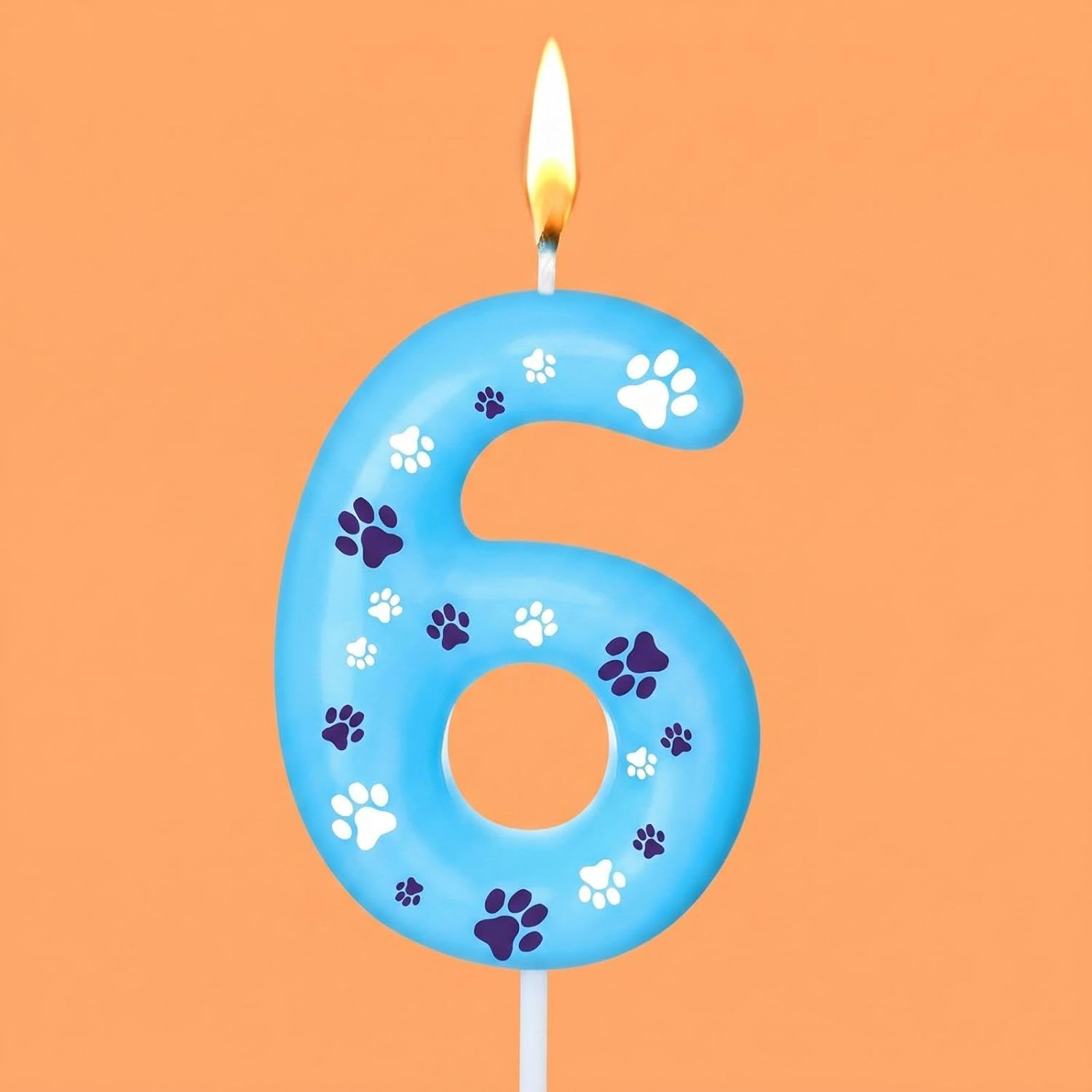 Threlaco Blue Dog Paw Birthday Number Candles Dog Paw Numeral Cake Topper Decorations for Kids Boy Girl Blue Birthday Decoration Party Supplies(Number 6)