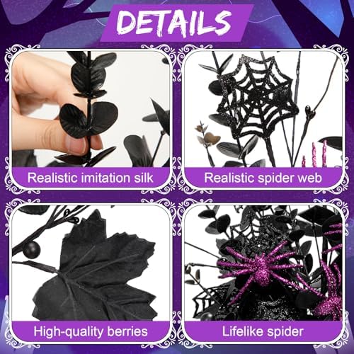 giegxin 15 pcs halloween floral picks artificial flowers, side view