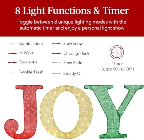 best choice products 3-piece christmas joy yard decoration, close-up detail