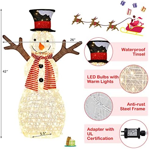 tangkula christmas lighted snowman, 3d sowman yard xmas, side view