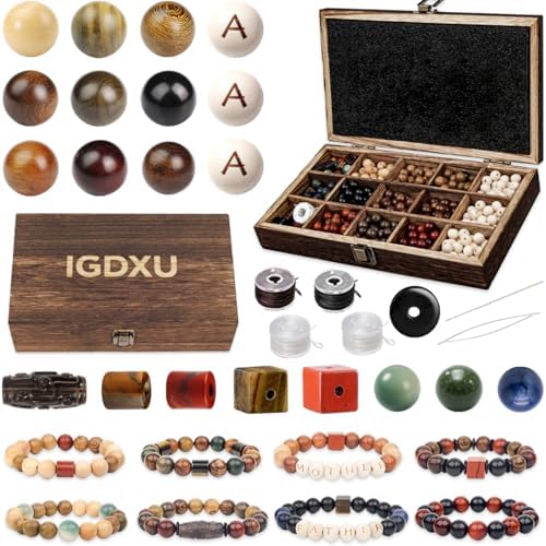 wooden beads bracelet kit, diy wood bead jewelry, main product view