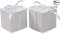 COTOPHER 25pcs Wedding Favor Boxes, Paper Gift Boxes 3x3x3 Inches Small Gift Boxes with Ribbons for Gifts, Crafting, Cupcake, Candy, Bridesmaid Proposal