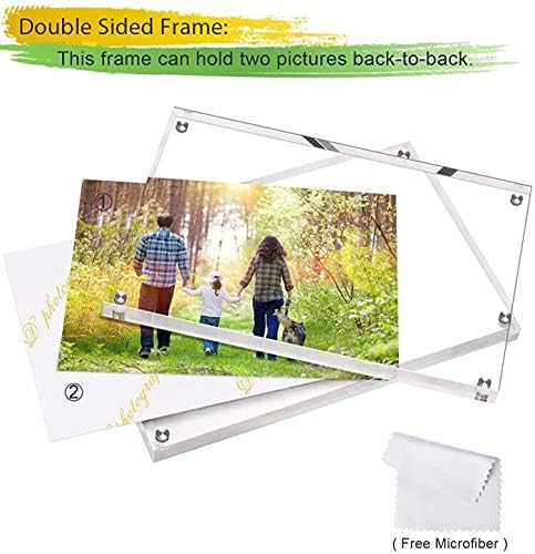 Boxalls 5x7 Inches Acrylic Picture Frames- 3 Pack, Desktop Frameless Photo Frames with Magnetic, Double Sided Transparent (3 Pack)