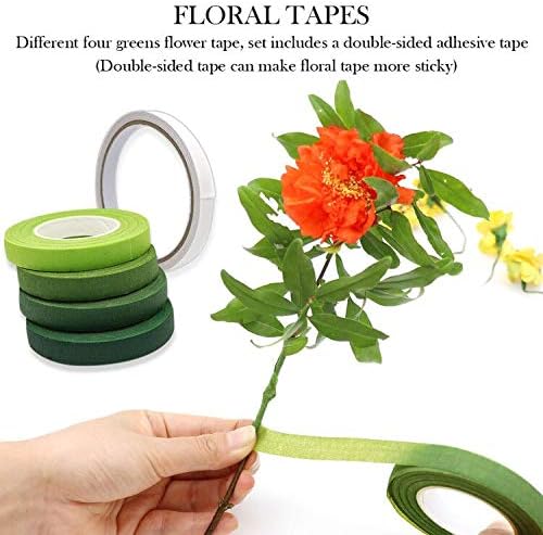 Floral Arrangement Kit,17 Pieces Flower Tools Include Floral Wire Cutter Scissor Floral Tape 22 Gauge Paddle Wire 26 Gauge Stem Wire Pearl Corsage Pin Bouquet Wrap Florist
