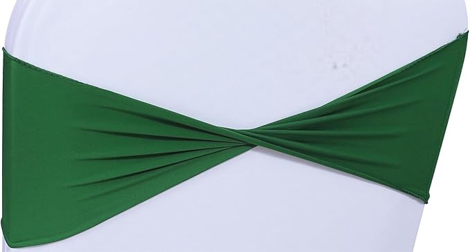 MDS Pack of 250 Spandex Chair Sashes Bows Elastic Stretch Dining Chair Bands Ties Without Slider Buckle Universal fits for Wedding Baby Shower Birthday Party Banquet Event Decoration - Green
