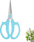 Leize Flower Scissors, Premium Thickened Stainless Steel Floral Shears, Strong Pruner for Flowers, Branches and Leaves (Blue Slender)